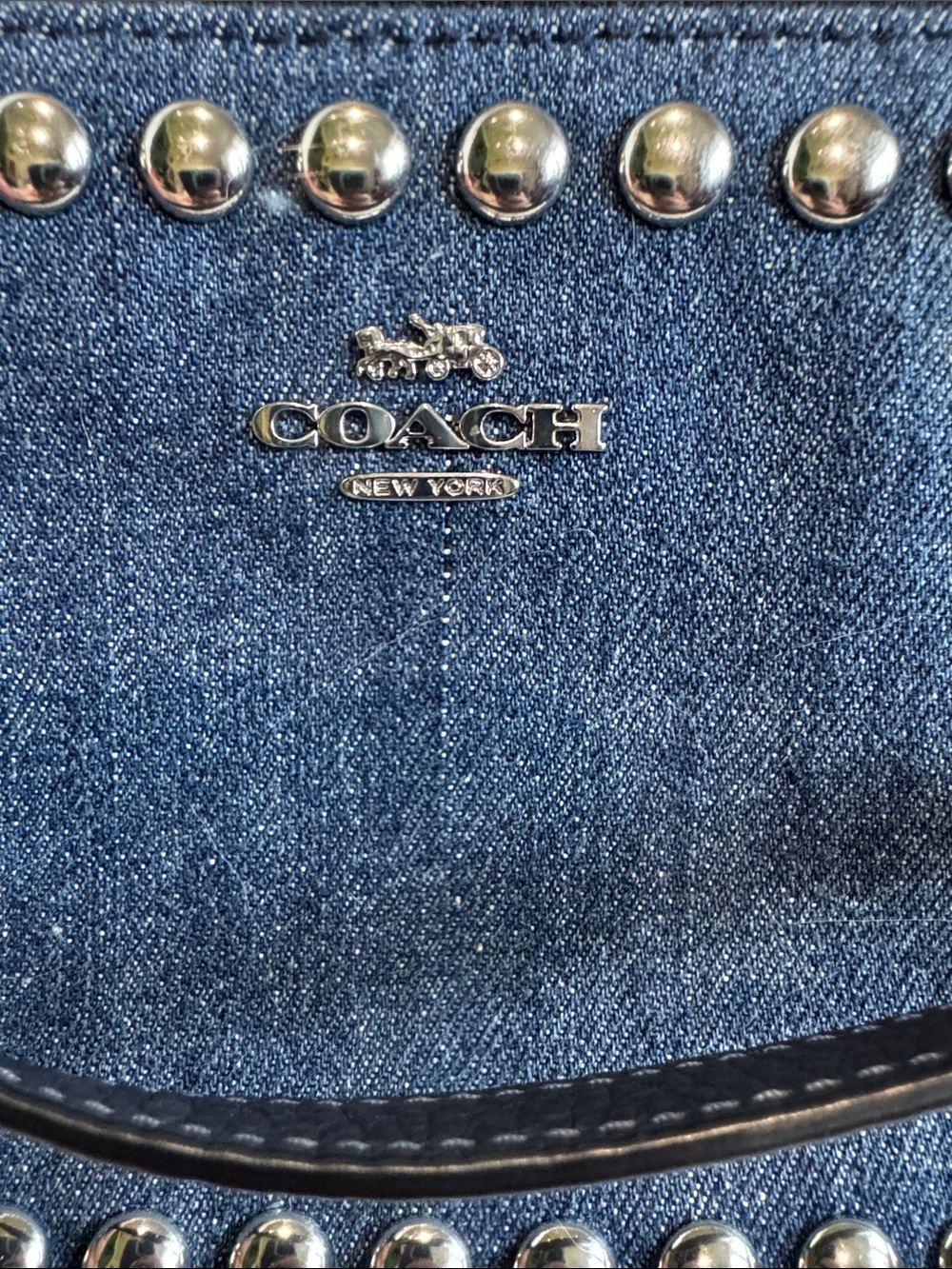 Coach Nolita Denim Studded Wristlet - Dark Blue.  Like new  💗Free bag charm 💗 - Picture 7 of 7